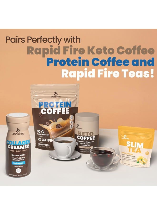 Rapid Fire Rapidfire Collagen Creamer Natural Flavor - 214 Grams (20 Servings), For Hair Skin Nail Health, With MCT Oil + Grass Fed Butter + Himalayan Salt, Keto Friendly Diet - Image 5